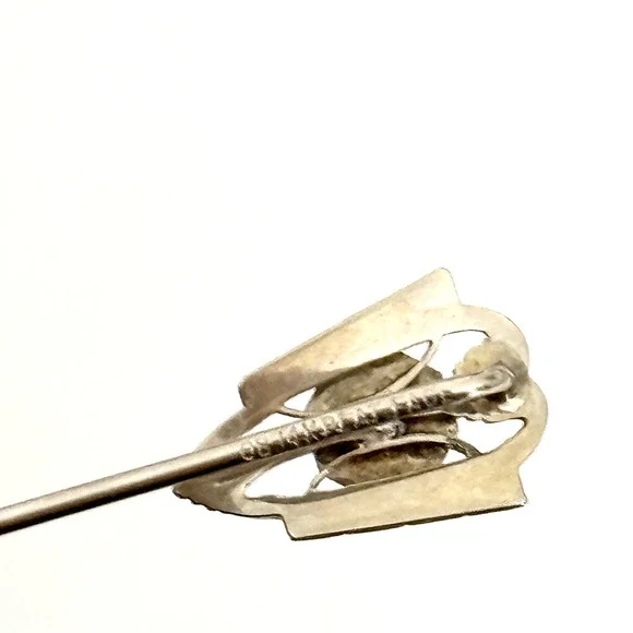 Antique 14K Solid Gold & Platinum Face Diamond Stick Pin 2.5" - Picture 7 of 15